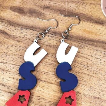 Intra απο ξύλο plywood 3mm-4mm πάχος – Patriotic Laser Earrings Δίασταση  5x5 cm INTRAFABR-74259268 - Image 5