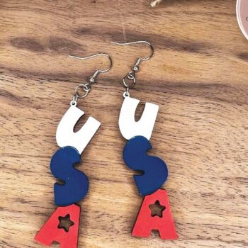Intra απο ξύλο plywood 3mm-4mm πάχος – Patriotic Laser Earrings Δίασταση  5x5 cm INTRAFABR-74259268 - Image 6