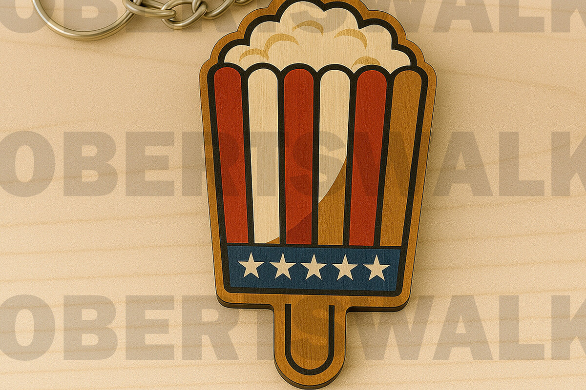 Intra απο ξύλο plywood 3mm-4mm πάχος – Patriotic Popcorn Keychain Δίασταση  5x5 cm INTRAFABR-122934322