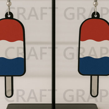 Intra απο ξύλο plywood 3mm-4mm πάχος – Patriotic Popsicle Earrings Δίασταση  5x5 cm INTRAFABR-122737826 - Image 1