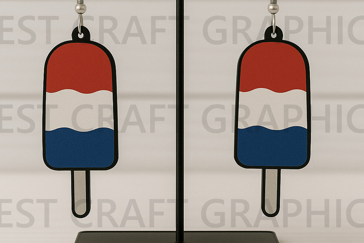 Intra απο ξύλο plywood 3mm-4mm πάχος – Patriotic Popsicle Earrings Δίασταση  5x5 cm INTRAFABR-122737826