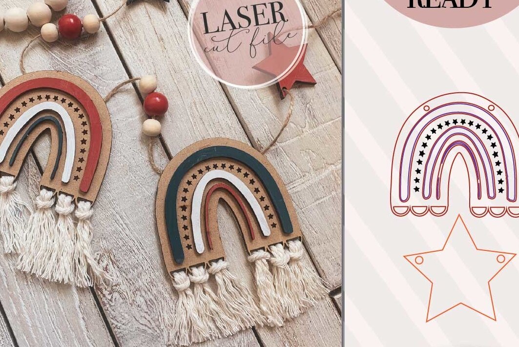 Intra απο ξύλο plywood 3mm-4mm πάχος – Patriotic Rainbow Garland Δίασταση  20x20 cm INTRAFABR-72645076