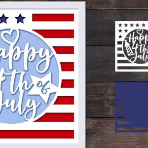 Intra απο ξύλο plywood 3mm-4mm πάχος – Patriotic Shadow Box, τρισδιάστατη αμερικανική σημαία Δίασταση 20x20 cm INTRAFABR-72985460