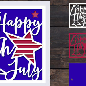 Intra απο ξύλο plywood 3mm-4mm πάχος – Patriotic Shadow Box, 4 Ιουλίου Layered Δίασταση 20x20 cm INTRAFABR-72975508