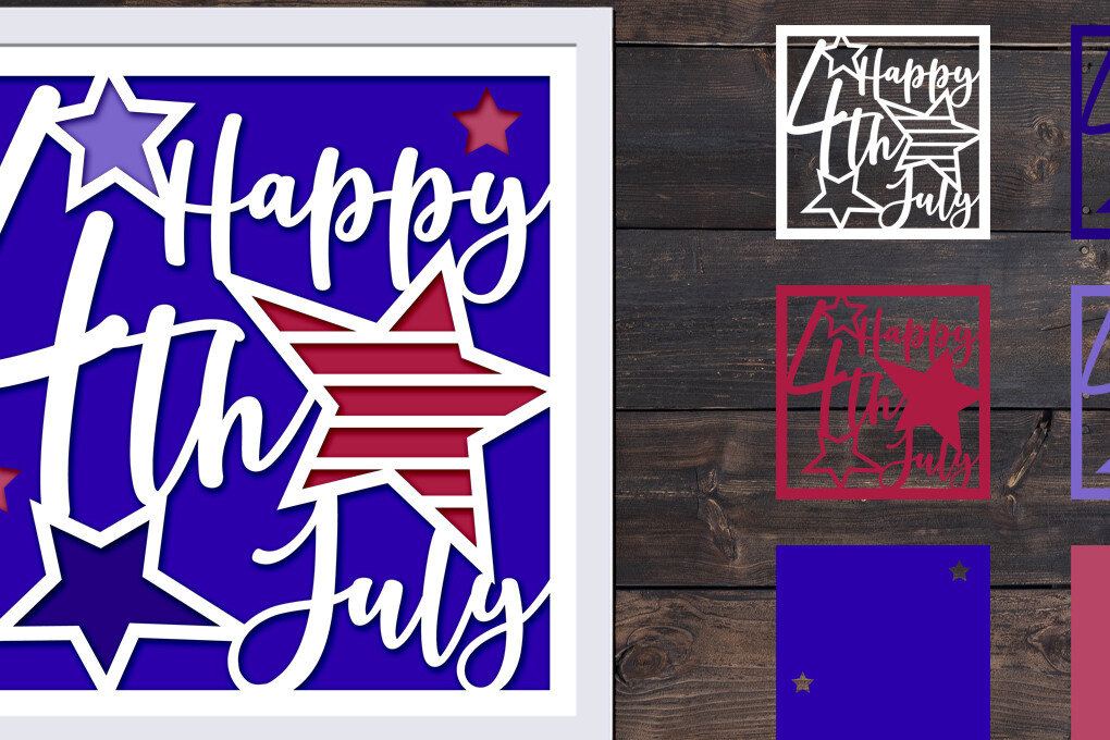 Intra απο ξύλο plywood 3mm-4mm πάχος – Patriotic Shadow Box, 4 Ιουλίου Layered Δίασταση  20x20 cm INTRAFABR-72975508