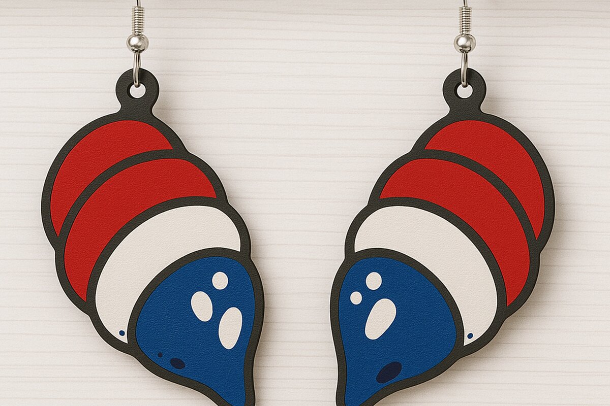 Intra απο ξύλο plywood 3mm-4mm πάχος – Patriotic Shell Earrings Δίασταση  5x5 cm INTRAFABR-123080636