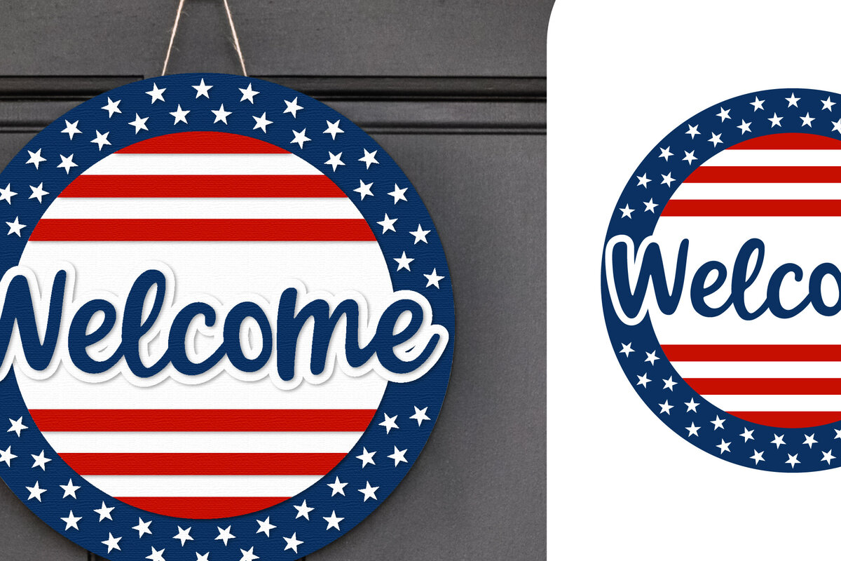 Intra απο ξύλο plywood 3mm-4mm πάχος – Patriotic Sign Lasercut - Σήμα καλωσορίσματος Δίασταση  40x30 cm INTRAFABR-122477560