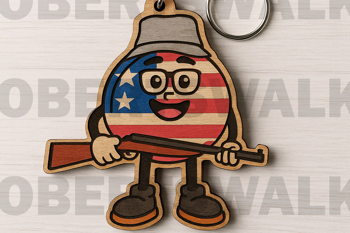 Intra απο ξύλο plywood 3mm-4mm πάχος – Μπρελόκ κινουμένων σχεδίων Πατριωτικός Στρατιώτης Δίασταση  5x5 cm INTRAFABR-122659997