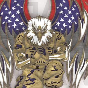 Intra απο ξύλο plywood 3mm-4mm πάχος – Patriotic Soldier Layered Bundle Δίασταση 20x20 cm INTRAFABR-123357321 - Image 5