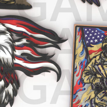 Intra απο ξύλο plywood 3mm-4mm πάχος – Patriotic Soldier Layered Bundle Δίασταση 20x20 cm INTRAFABR-123357321 - Image 8