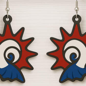 Intra απο ξύλο plywood 3mm-4mm πάχος – Patriotic Spiral Star Earrings Δίασταση  5x5 cm INTRAFABR-123080622 - Image 1