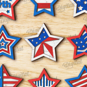 Intra απο ξύλο plywood 3mm-4mm πάχος – Patriotic Stars Decor Bundle Cut Laser Δίασταση 20x20 cm INTRAFABR-122061105 - Image 1