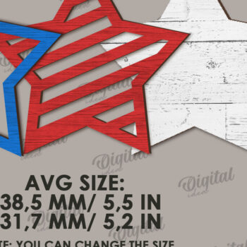 Intra απο ξύλο plywood 3mm-4mm πάχος – Patriotic Stars Decor Bundle Cut Laser Δίασταση 20x20 cm INTRAFABR-122061105 - Image 5