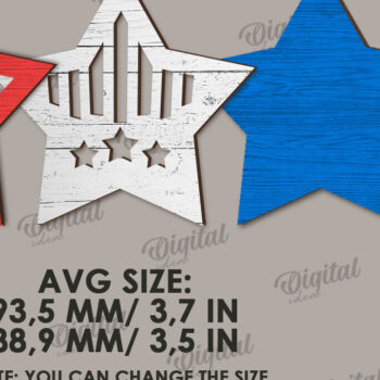Intra απο ξύλο plywood 3mm-4mm πάχος – Patriotic Stars Decor Bundle Cut Laser Δίασταση 20x20 cm INTRAFABR-122061105 - Image 7