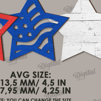 Intra απο ξύλο plywood 3mm-4mm πάχος – Patriotic Stars Decor Bundle Cut Laser Δίασταση 20x20 cm INTRAFABR-122061105 - Image 9