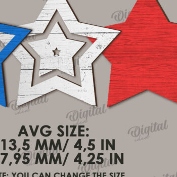 Intra απο ξύλο plywood 3mm-4mm πάχος – Patriotic Stars Decor Bundle Cut Laser Δίασταση 20x20 cm INTRAFABR-122061105 - Image 14