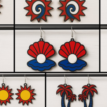 Intra απο ξύλο plywood 3mm-4mm πάχος – Πακέτο Patriotic Summer Earrings Δίασταση  5x5 cm INTRAFABR-123011770 - Image 1