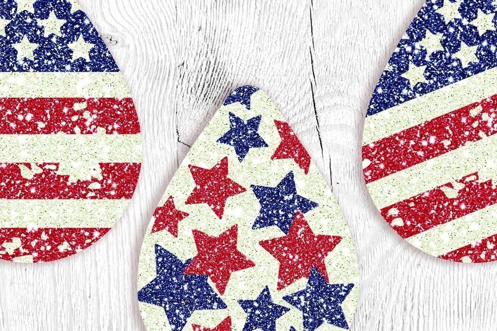 Intra απο ξύλο plywood 3mm-4mm πάχος – Patriotic Teardrop Earring Sublimation Δίασταση  5x5 cm INTRAFABR-31113103