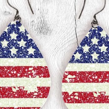 Intra απο ξύλο plywood 3mm-4mm πάχος – Patriotic Teardrop Earring Sublimation Δίασταση  5x5 cm INTRAFABR-31113103 - Image 2