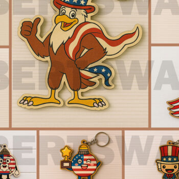 Intra απο ξύλο plywood 3mm-4mm πάχος – Πακέτο μπρελόκ Patriotic USA Δίασταση 5x5 cm INTRAFABR-122669967 - Image 1