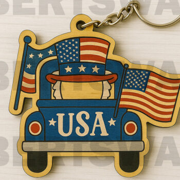 Intra απο ξύλο plywood 3mm-4mm πάχος – Πακέτο μπρελόκ Patriotic USA Δίασταση 5x5 cm INTRAFABR-122669967 - Image 8