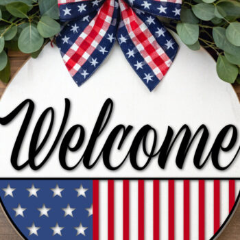 Intra απο ξύλο plywood 3mm-4mm πάχος – Patriotic Welcome Door Design Δίασταση  40x30 cm INTRAFABR-118424982 - Image 1