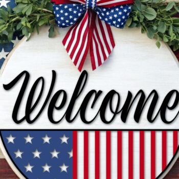 Intra απο ξύλο plywood 3mm-4mm πάχος – Patriotic Welcome Door Design Δίασταση  40x30 cm INTRAFABR-118424982 - Image 3