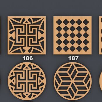 Intra απο ξύλο plywood 3mm-4mm πάχος – Σετ σουβέρ μοτίβων / Αρχεία κοπής με λέιζερ Δίασταση  20x20 cm INTRAFABR-40251091 - Image 10