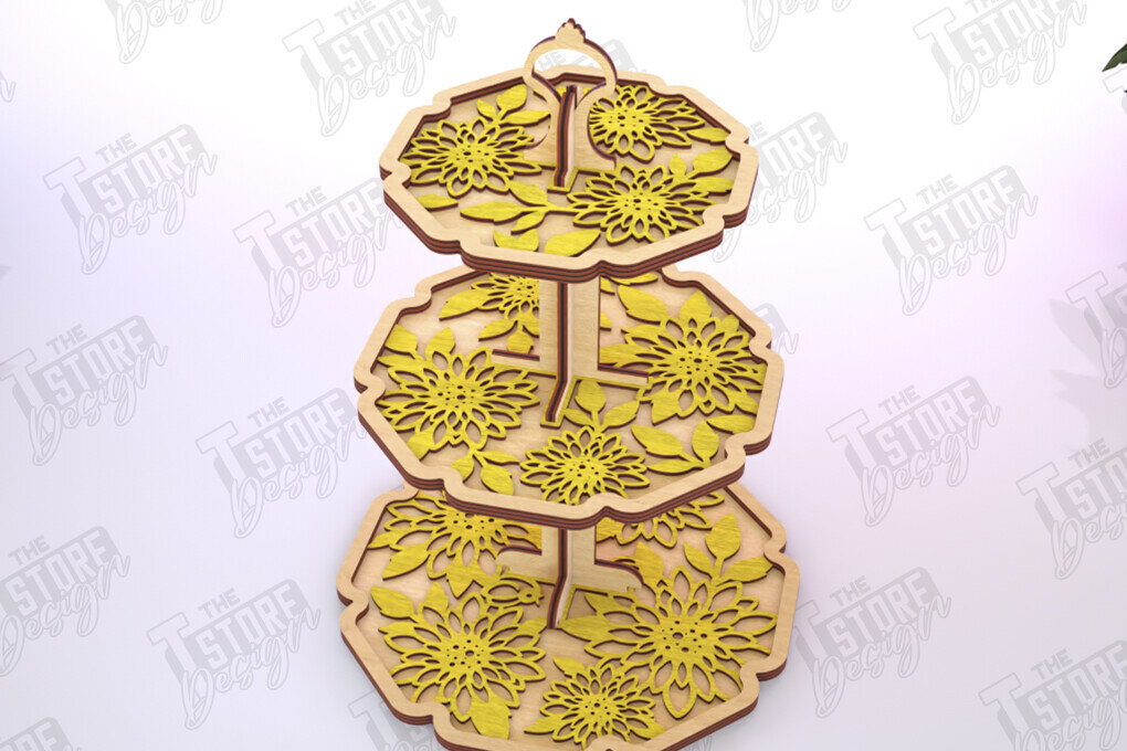 Intra απο ξύλο plywood 3mm-4mm πάχος – Μοτίβο κλιμακωτός δίσκος κοπής με λέιζερ | Αρχείο CNC Δίασταση  20x20 cm INTRAFABR-121427660