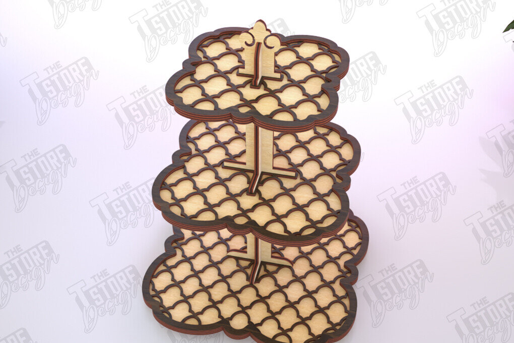 Intra απο ξύλο plywood 3mm-4mm πάχος – Μοτίβο κλιμακωτός δίσκος κοπής με λέιζερ | Αρχείο CNC Δίασταση  20x20 cm INTRAFABR-121427670