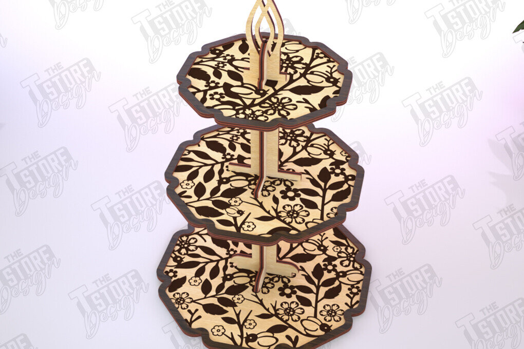 Intra απο ξύλο plywood 3mm-4mm πάχος – Μοτίβο κλιμακωτός δίσκος κοπής με λέιζερ | Κουζίνα Δίασταση  20x20 cm INTRAFABR-121895291