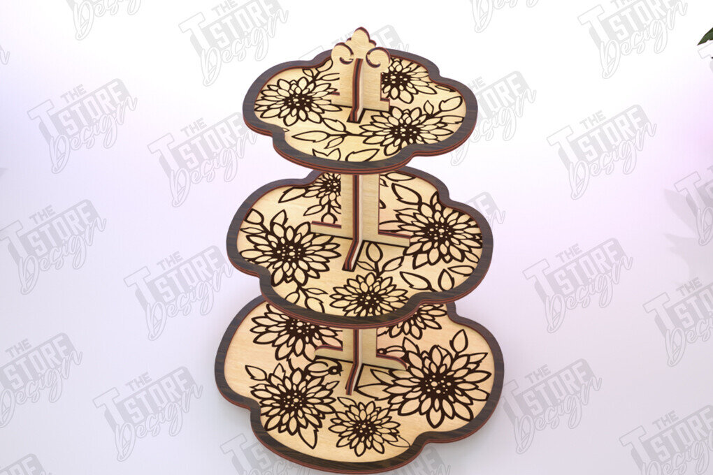 Intra απο ξύλο plywood 3mm-4mm πάχος – Μοτίβο κλιμακωτός δίσκος κοπής με λέιζερ | Κουζίνα Δίασταση  20x20 cm INTRAFABR-121895300