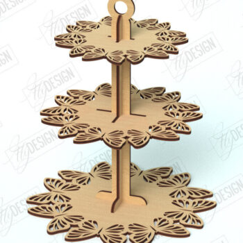 Intra απο ξύλο plywood 3mm-4mm πάχος – Δίσκος με μοτίβο σε επίπεδα | Στρογγυλό σταντ | CNC Δίασταση  20x20 cm INTRAFABR-118471757 - Image 1