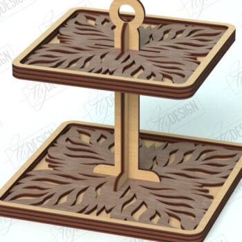 Intra απο ξύλο plywood 3mm-4mm πάχος – Δίσκος με μοτίβο σε επίπεδα | Στρογγυλό σταντ | CNC Δίασταση  20x20 cm INTRAFABR-118207324 - Image 1