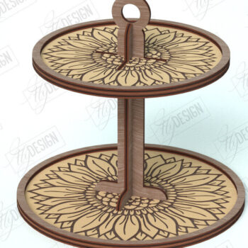 Intra απο ξύλο plywood 3mm-4mm πάχος – Δίσκος με μοτίβο σε επίπεδα | Στρογγυλό σταντ | CNC Δίασταση  20x20 cm INTRAFABR-118471739 - Image 1