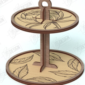 Intra απο ξύλο plywood 3mm-4mm πάχος – Δίσκος με μοτίβο σε επίπεδα | Στρογγυλό σταντ | CNC Δίασταση  20x20 cm INTRAFABR-118471741 - Image 1