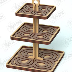 Intra απο ξύλο plywood 3mm-4mm πάχος – Δίσκος με μοτίβο σε επίπεδα | Στρογγυλό σταντ | CNC Δίασταση 20x20 cm INTRAFABR-118207308