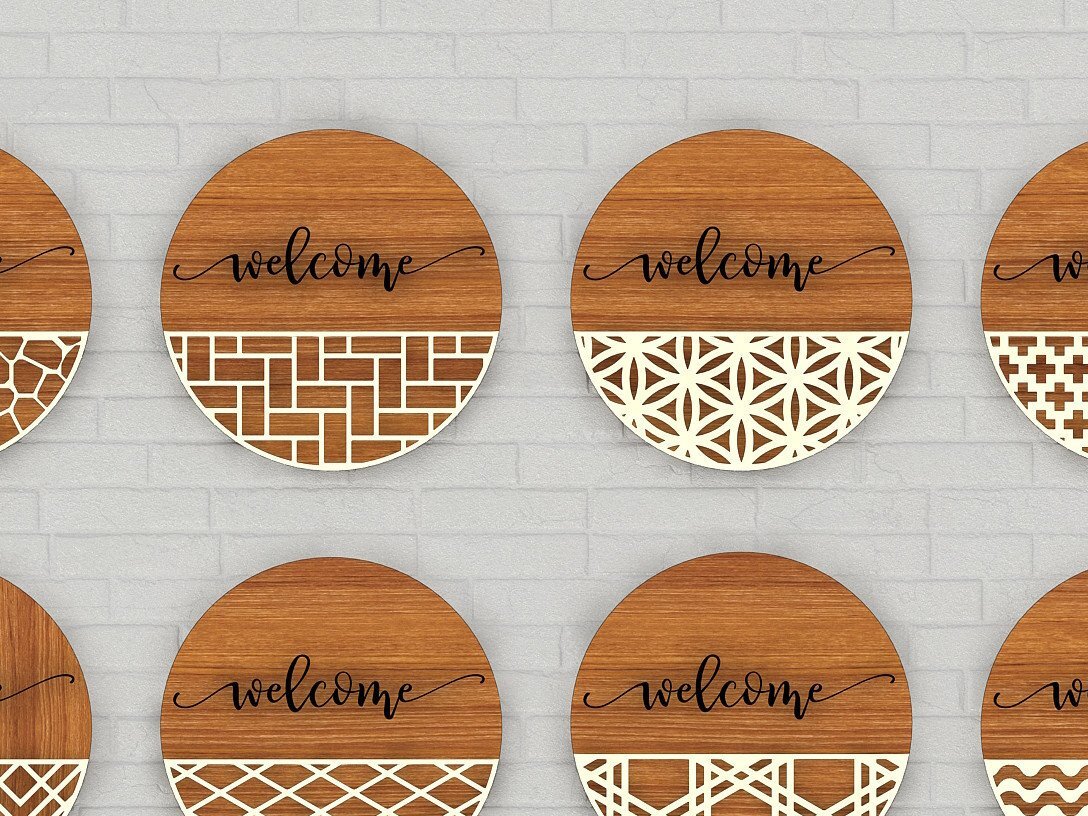 Intra απο ξύλο plywood 3mm-4mm πάχος – Κρεμάστρα πόρτας με σχέδια - στρογγυλή κρεμάστρα Δίασταση  20x20 cm INTRAFABR-39970259