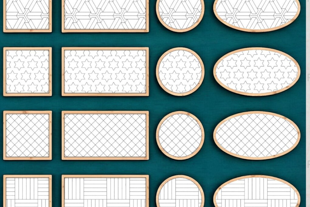 Intra απο ξύλο plywood 3mm-4mm πάχος – Σετ πλαισίων με σχέδια 233 Δίασταση  20x20 cm INTRAFABR-118582532