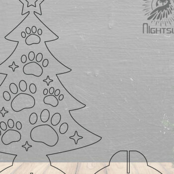 Intra απο ξύλο plywood 3mm-4mm πάχος – Paw Χριστουγεννιάτικο δέντρο με λέιζερ Διακόσμηση σπιτιού Δίασταση 20x20 cm INTRAFABR-112342786 - Image 2