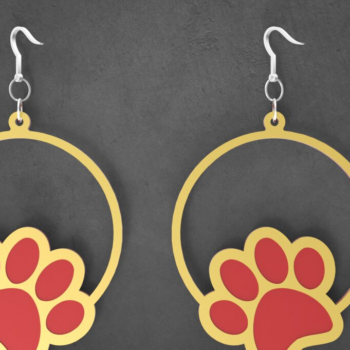 Intra απο ξύλο plywood 3mm-4mm πάχος – Paw Dog Circular, Σκουλαρίκια | Δίασταση  5x5 cm INTRAFABR-93878162 - Image 1