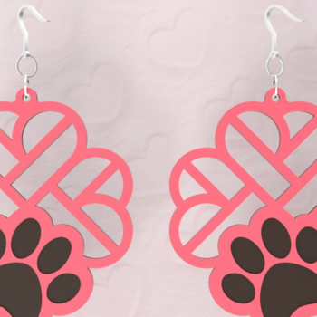 Intra απο ξύλο plywood 3mm-4mm πάχος – Paw Dog Earrings | Βαλεντίνος | Δίασταση  5x5 cm INTRAFABR-93875832 - Image 1