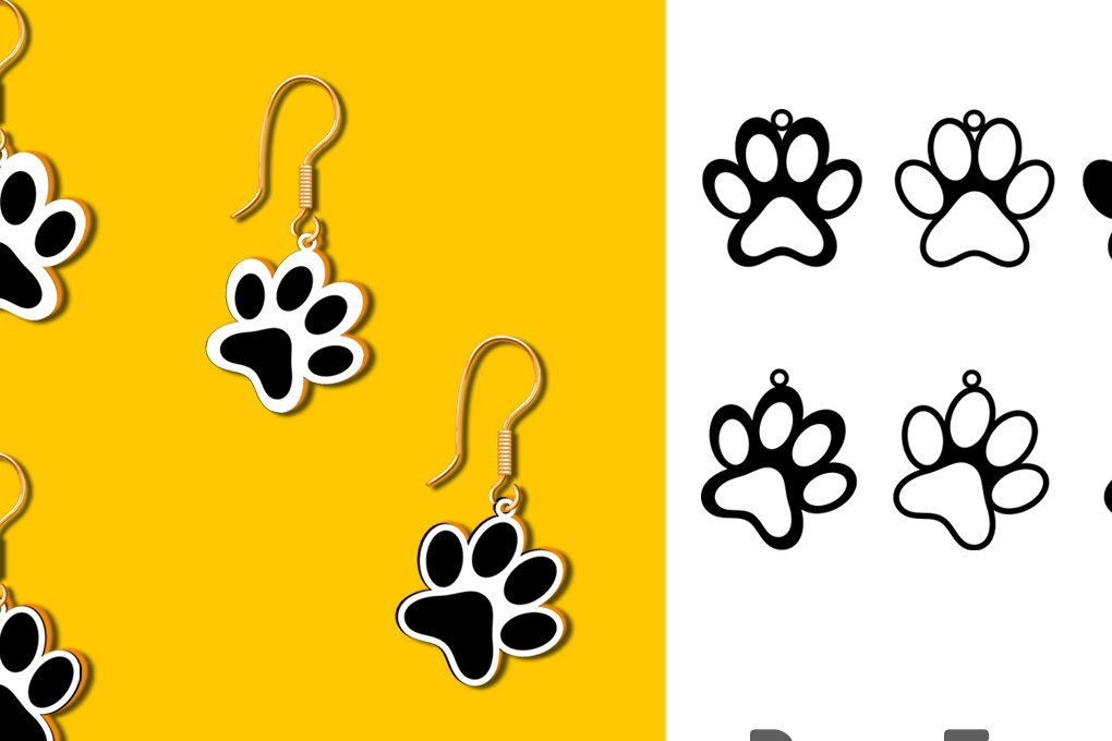 Intra απο ξύλο plywood 3mm-4mm πάχος – Paw Earrings, Dangle Earrings Δίασταση  5x5 cm INTRAFABR-63299915