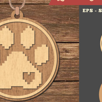 Intra απο ξύλο plywood 3mm-4mm πάχος – Στολίδι κοπής με λέιζερ ποδιών Δίασταση  20x20 cm INTRAFABR-111527174 - Image 1