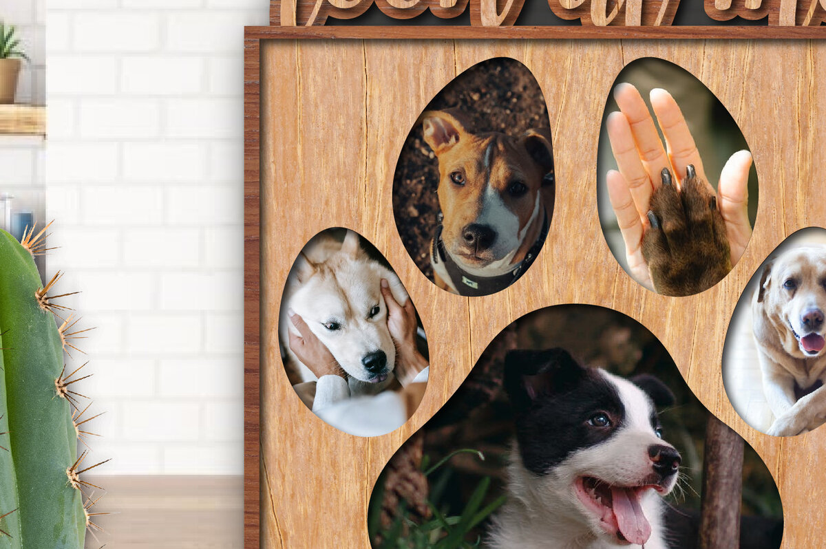 Intra απο ξύλο plywood 3mm-4mm πάχος – Paw Look at Me Κορνίζα φωτογραφιών για Dog Lover Δίασταση  20x20 cm INTRAFABR-25853683