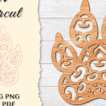 Intra απο ξύλο plywood 3mm-4mm πάχος – Paw Mandala Lasercut Δίασταση  20x20 cm INTRAFABR-121332056 - Image 1