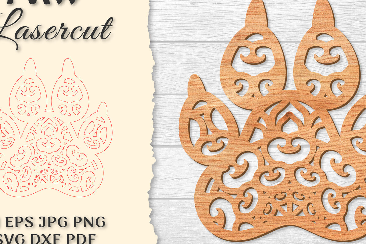 Intra απο ξύλο plywood 3mm-4mm πάχος – Paw Mandala Lasercut Δίασταση  20x20 cm INTRAFABR-121332056