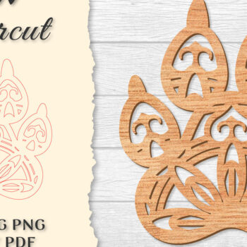 Intra απο ξύλο plywood 3mm-4mm πάχος – Paw Mandala Lasercut Δίασταση  20x20 cm INTRAFABR-121332063 - Image 1