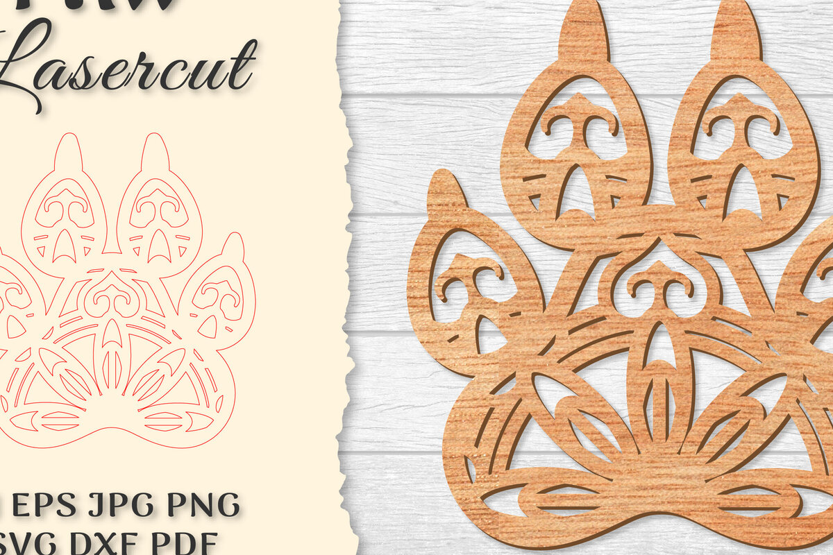 Intra απο ξύλο plywood 3mm-4mm πάχος – Paw Mandala Lasercut Δίασταση  20x20 cm INTRAFABR-121332063