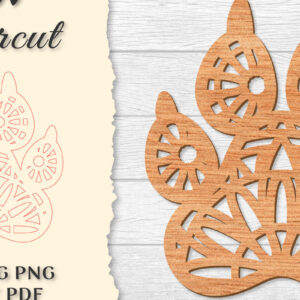 Intra απο ξύλο plywood 3mm-4mm πάχος – Paw Mandala Lasercut Δίασταση  20x20 cm INTRAFABR-121332075